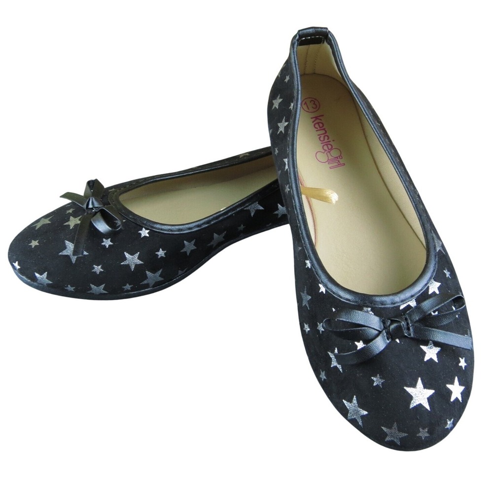Kensie Girl Youth Girls Ballet Shoes Size 13 Medium Black Synthetic Slip On